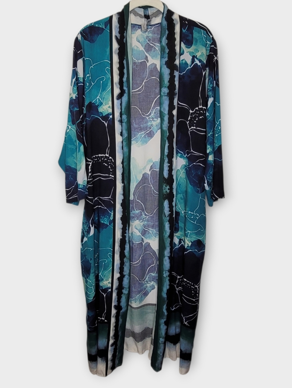 Anthropologie Blank London Rubina Long Duster Kimono One Size Dark Floral - Picture 2 of 8